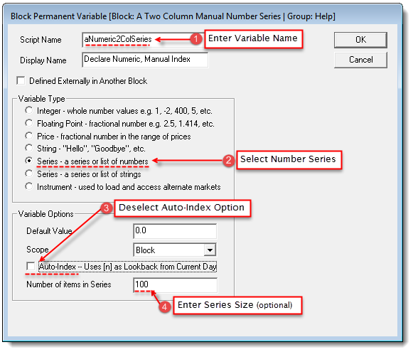 Two-Column Series Creation Steps