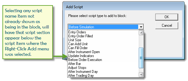 Blox editor Add TB Script Item Selection Dialog