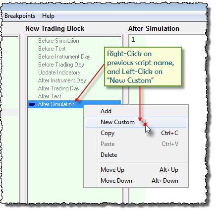 Custom Script Section Creation Menu Steps