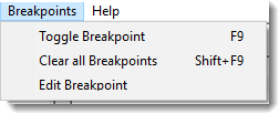 Blox Basic Editor - Breakpoints Menu