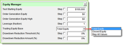Global Parameters - Equity Manager Controls