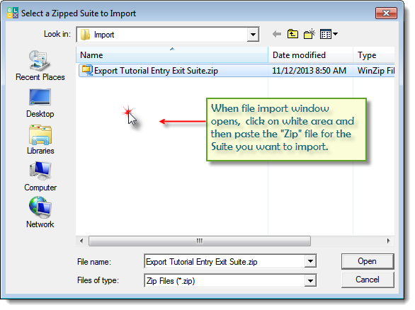 Import Suite Open File Dialog Paste Location