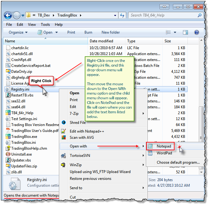 TB Directory Location of Registry-ini File