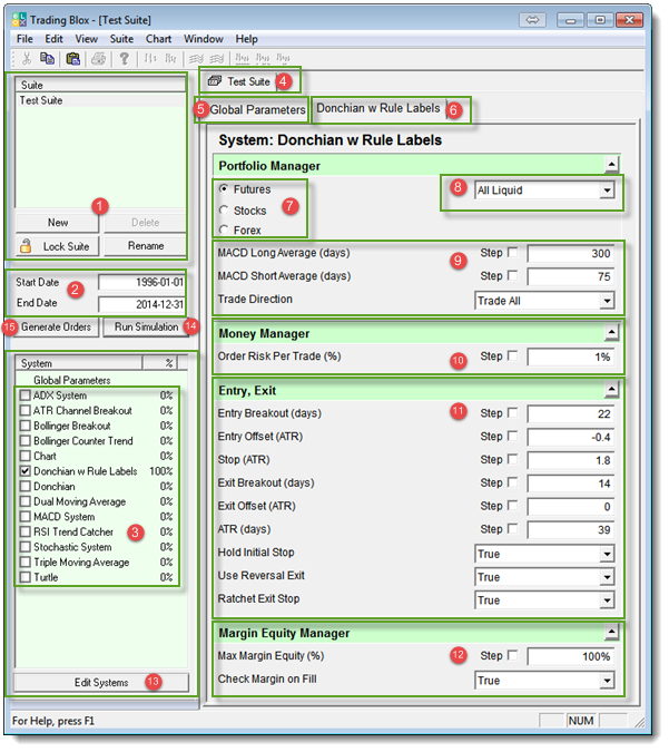 Trading Blox Main Screen Information