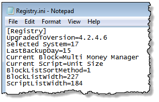 TB Registry-Ini File Default Details