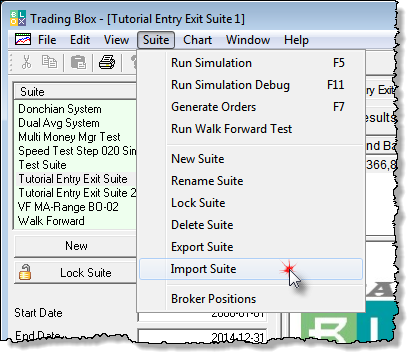 Suite Menu Import Suite Files