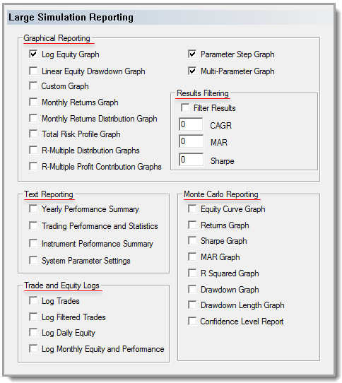 Large Simulation Reporting Options