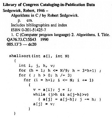 Shell sort: program code in C