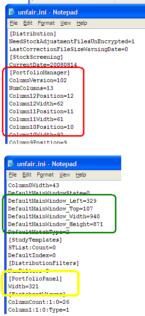 browsing / editing the file C:\ua\unfair.ini  using Windows Notebook
