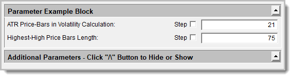 Click on Section Heading Title Button to Hide or Show Sectioned Parameters.