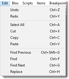 Blox Basic Editor - Edit Menu