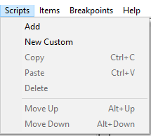 Script Menu Options