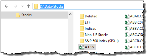 Example Stock Folder and Files Structure Example