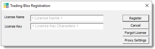 Registration Dialog before Proxy Area is Opened