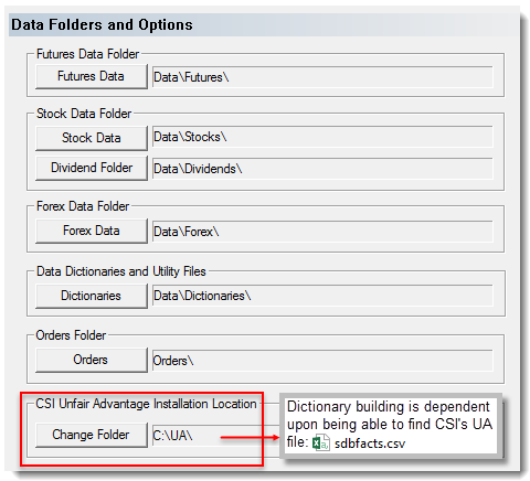 Preferences Data Folder and Options - CSI UA Path Setting