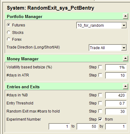 parameter settings for %B entries